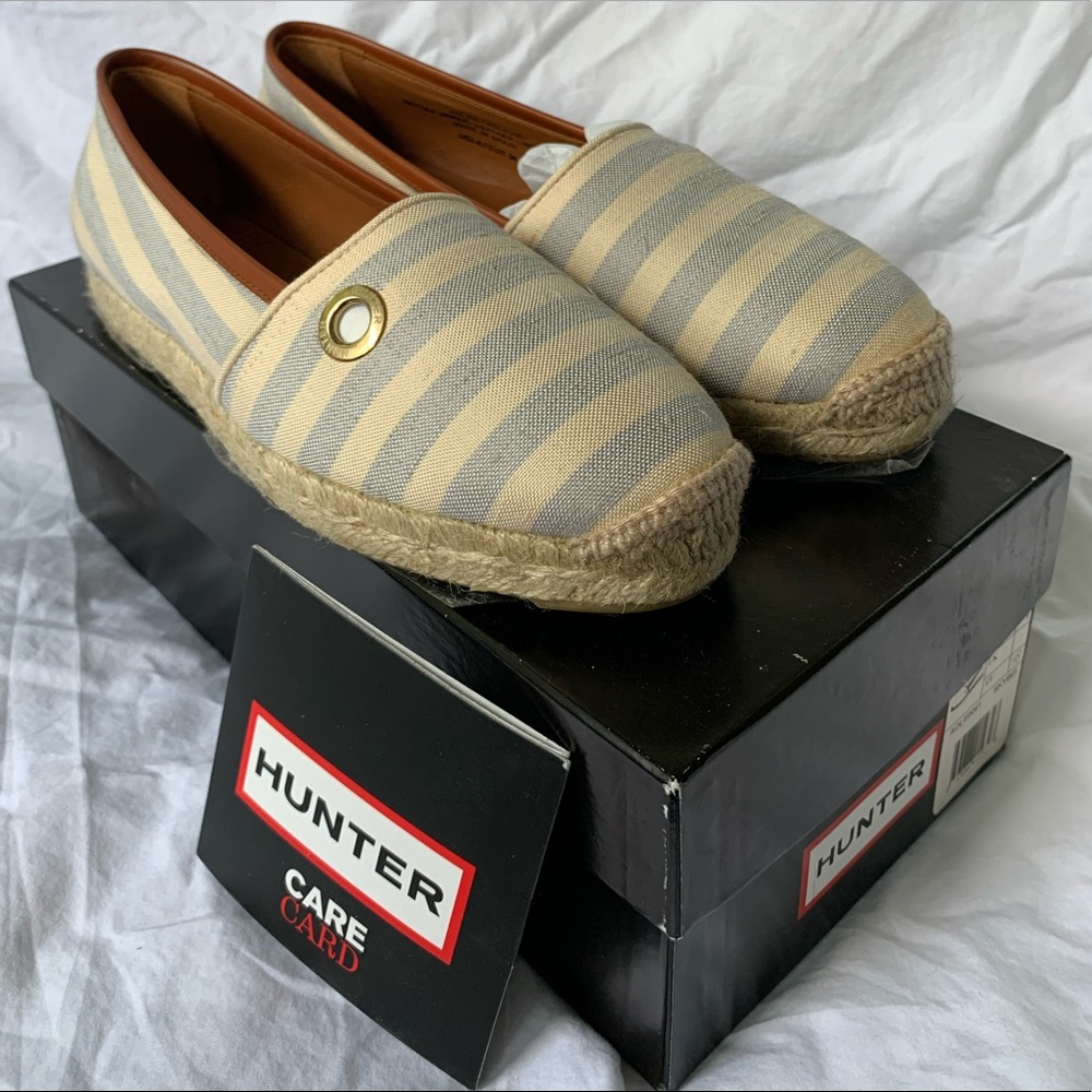 HUNTER Espadrille Striped Sky Blue/Beige 38 NIB